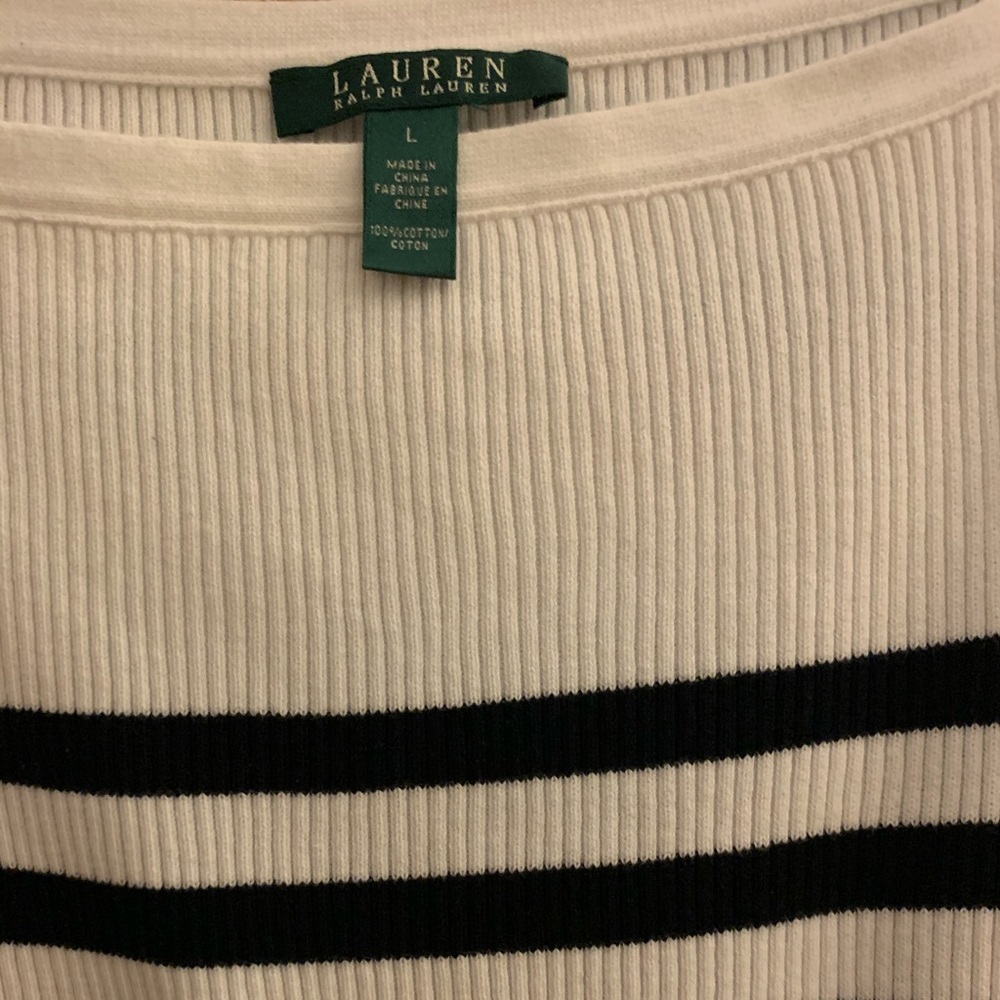Ralph Lauren Cotton Striped White/Black Sweater L